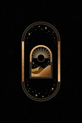 Wall Mural - mystical golden frame on black background poster vector