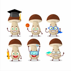 Wall Mural - School student of boletus edulis cartoon character with various expressions