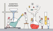 Scientists are experimenting with huge experimental equipment. vector design illustrations.