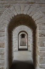 Depths Of Doors At Fortress, Luxembourg. Bock Casemates Fortress At Montee De Clausen Street.