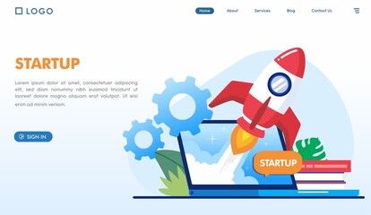 Wall Mural - company startup represent with rocket. concept business vector illustration. flat business cartoon, 