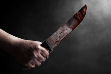 Serial Killer With Bloody Knife