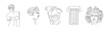 © Екатерина Заносиенко - Ancient greek statues. One line antique sculptures, hand drawn mythology characters. Vector minimalist art