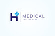 Medical logo, letter H with medical cross icon combination, cross logo design template element, vector illustration