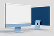 Monitor 24 inch mockup Template For presentation branding, corporate identity, advertising, branding business. 3D rendering