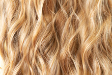Texture Blond Wavy Hair Cut Styling Care Or Extension Concept