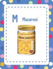 Poster - Alphabet flashcard with letter M for Macaroni