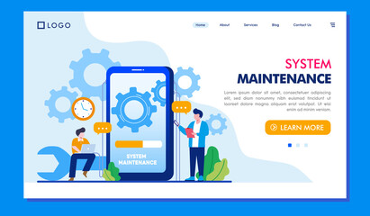 Wall Mural - system maintenance, update, under construction, layout, 404 system error landing page website illust