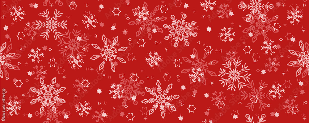 red christmas seamless star and snowflake background banner Stock ...