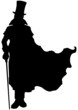 Victorian gentleman silhouette / Silhouette of a man wearing a cloak and a top hat
