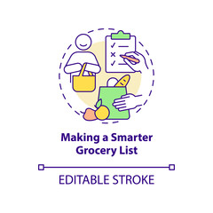 Wall Mural - Making smarter grocery list concept icon. Shopping checklist abstract idea thin line illustration. Meal planning on budget. List of ingredients.Vector isolated outline color drawing. Editable stroke