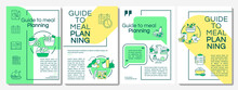 Guide To Meal Planning Brochure Template. Making Menu Tips. Flyer, Booklet, Leaflet Print, Cover Design With Linear Icons. Vector Layouts For Presentation, Annual Reports, Advertisement Pages