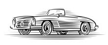 Convertible Car Illustration. Automotive Logotype. Vector. 