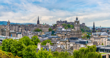 Wall Mural - A view from the top of Calton Hill across the centre of, Edinburgh, Scotland on a summers day