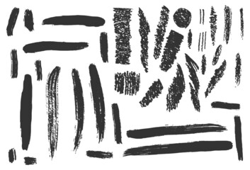 Wall Mural - vector hand drawn ink design elements. brush strokes, pastel and pencil textures. set of grunge blac