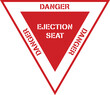 Danger Ejection Seat Military Aircraft Aviation Safety Placard Sign Design in Red and White Isolated Vector Illustration