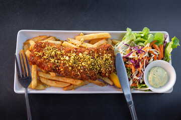 Fish and Chips with salads