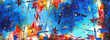 Leinwandbild Motiv Hand drawn colorful painting abstract art panorama background colors texture.