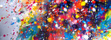 Fototapeta Fototapety dla młodzieży do pokoju - Hand drawn colorful painting abstract art panorama background colors texture.