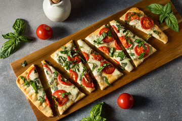 Wall Mural - Homemade Healthy Margherita Flatbread PIzza