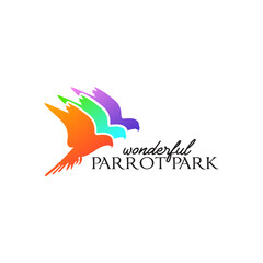 Sticker - Three colorful flying parrots logo design