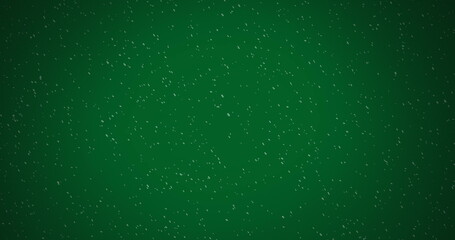 Wall Mural - image of winter scenery with snow falling on green background