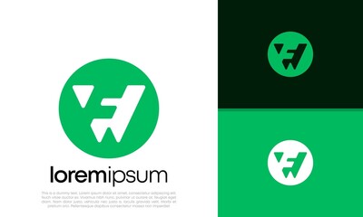 Wall Mural - initials w. wf. fw logo design. innovative high tech logo template. technology logo.