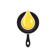 cooking pan with dripping cooking oil for modern and minimalist restaurant kitchen logo design