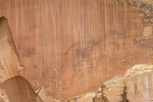 Closeup Of The Petroglyphs On A Canyon Wall In Capitol Reef National Park