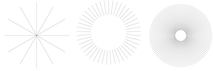 Aufkleber - Radial, radiating, burst circular lines, stripes element. Starburst, sunburst. Gleam, glitter, sparkle flash, flare icon