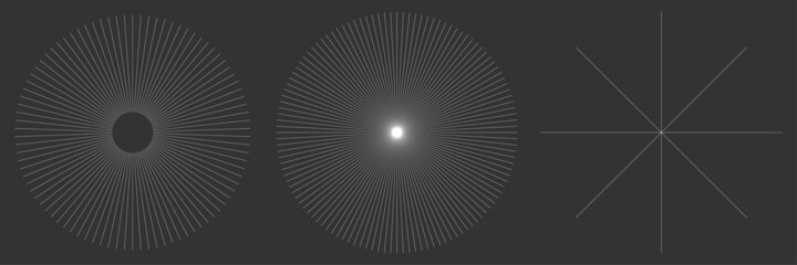 Aufkleber - Radial, radiating, burst circular lines, stripes element. Starburst, sunburst. Gleam, glitter, sparkle flash, flare icon