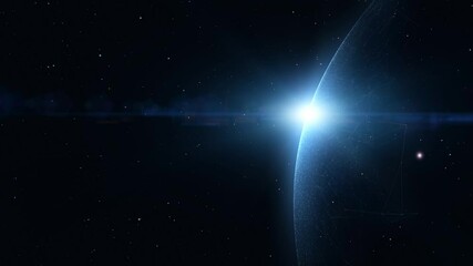 Wall Mural - deep dark space with with planet and stars motion graphic.