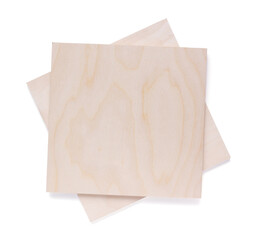 Wall Mural - Plywood boards isolated at white background. Stack of plywood pieces on white