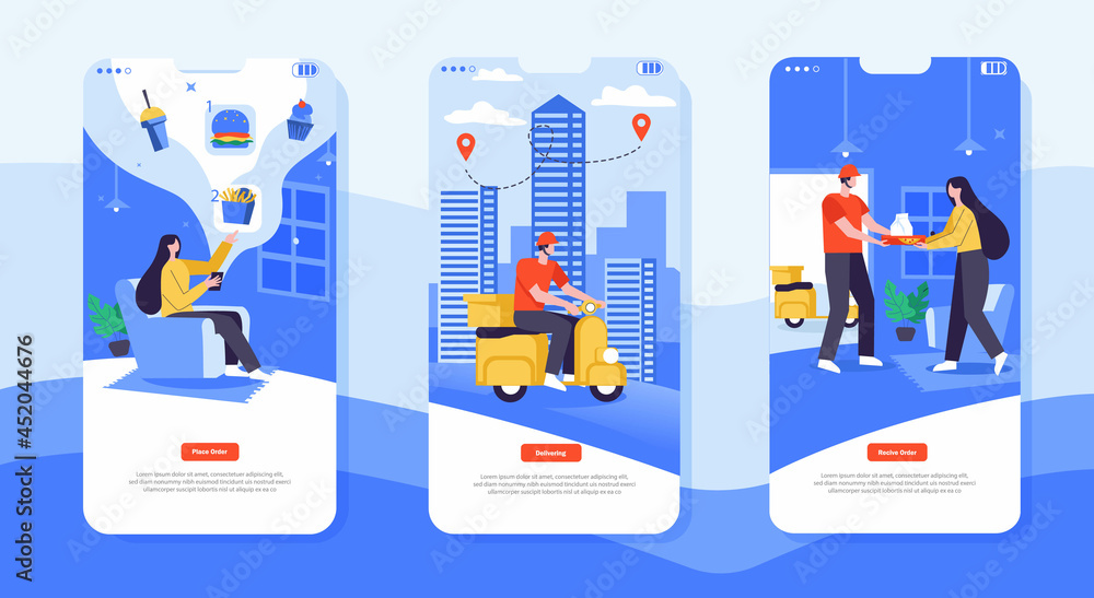 Food delivery mobile app design illustration concept vector Stock ...