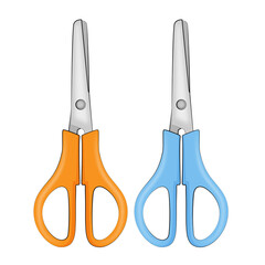 Pair of scissors. School supplies. Vector illustration.