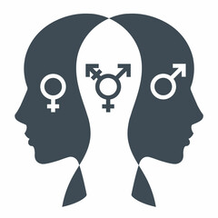 transgender person icon. average sex in humans. flat vector illustration.