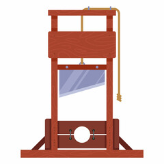 wooden guillotine for the execution of a person. flat vector illustration