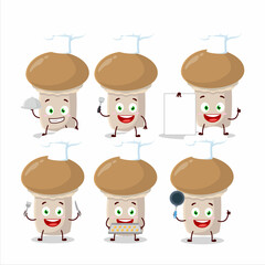 Poster - Cartoon character of champignon with various chef emoticons