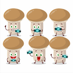 Wall Mural - Photographer profession emoticon with champignon cartoon character