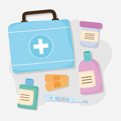 Poster - six medicine kits icons