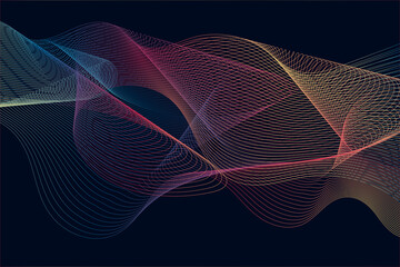 Poster - Dark abstract background with colorful neon lines