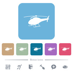 Wall Mural - Helicopter silhouette flat icons on color rounded square backgrounds