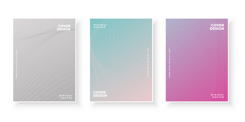Wall Mural - colorful gradient covers with abstract line design set