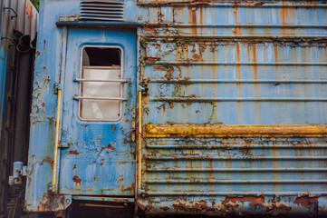 Wall Mural - Old and rusty train at the train station detail texture