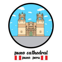 Wall Mural - Circle icon Puno Cathedral. Vector illustration