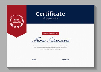 Wall Mural - red and blue minimalist certificate design template