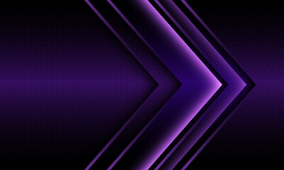 Wall Mural - Abstract violet light arrow direction geometric hexagon mesh design modern futuristic background vector