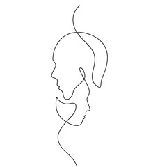 Sticker - Couple line art. Man and woman one line drawing vector. Abstract minimal elegant logo