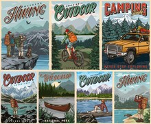 Outdoor Recreation Vintage Colorful Posters
