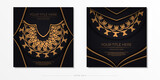 Fototapeta Na sufit - Stylish postcard design in black with Greek ornaments. Stylish invitation with dewy patterns.